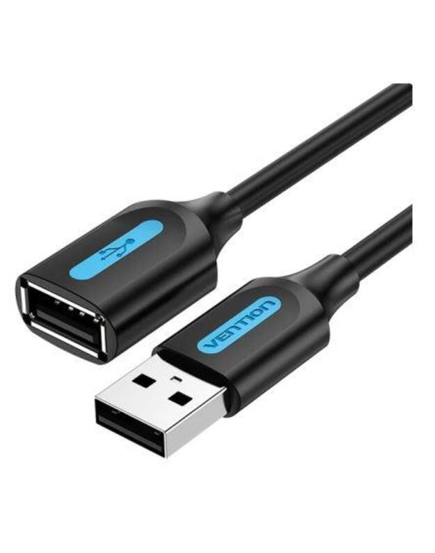 CABLE USB2.0 MALE TO FEMALE/2M BLACK CBIBH VENTION