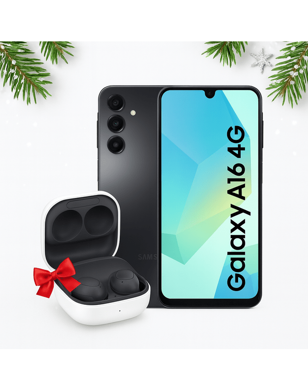 Samsung Galaxy A16 4G 4/128GB + Dovana (Samsung Buds FE ausinės), juoda