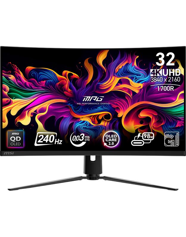 Monitor|MSI|MPG 321CURX QD-OLED|31.5 |Gaming/Curved/4K|Panel QD-OLED|3840x2160|16:9|240 Hz|0.03 ms|MPG321CURXQD-OLED
