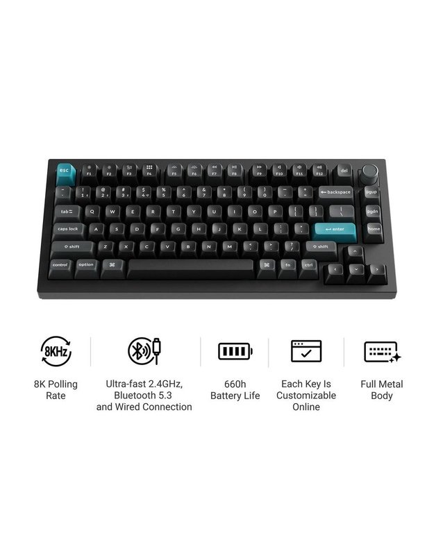 Belaidė klaviatūra Keychron Q1 Ultra, juoda (Q1U-M4)