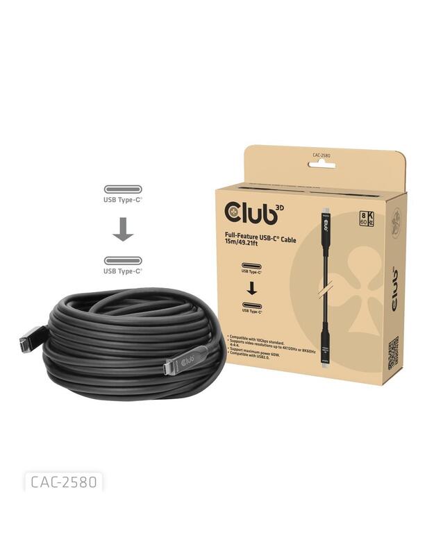 CABLE USB-C 15M/M/M CAC-2580 CLUB3D