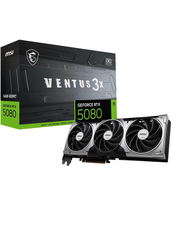Graphics Card|MSI|NVIDIA GeForce RTX 5080|16 GB|GDDR7|256 bit|PCIE 5.0 16x|Dual Slot Fansink|1xHDMI|3xDisplayPort|RTX508016GVENTUS3XOC
