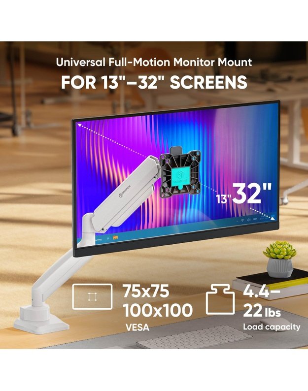 MONITOR ACC DESK MOUNT/13-32  BLK/WHT G80-BW ONKRON