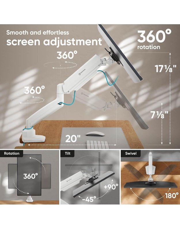 MONITOR ACC DESK MOUNT/13-32  BLK/WHT G80-BW ONKRON