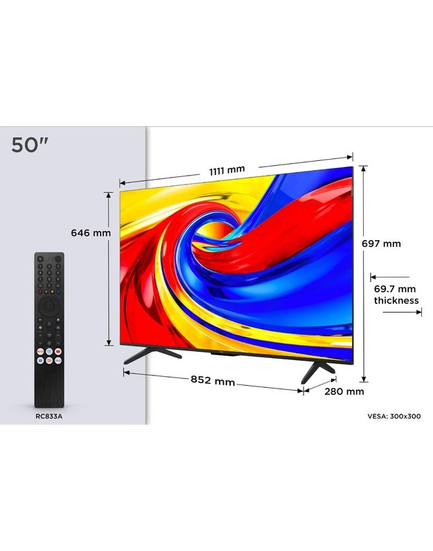 TV Set|TCL|50  |4K Ultra HD|3840 x 2160 pixels|Flat|16:9|QLED|50QLED780L