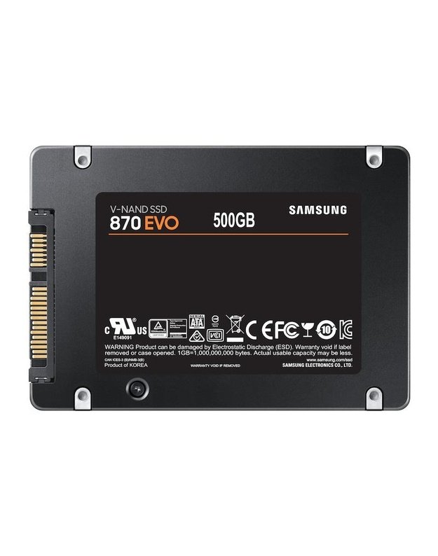 SSD|SAMSUNG|870 EVO|500GB|SATA|SATA 3.0|MLC|Write speed 530 MBytes/sec|Read speed 560 MBytes/sec|2,5 |MTBF 1500000 hours|MZ-77E500B/EU