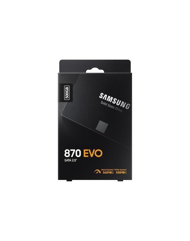 SSD|SAMSUNG|870 EVO|500GB|SATA|SATA 3.0|MLC|Write speed 530 MBytes/sec|Read speed 560 MBytes/sec|2,5 |MTBF 1500000 hours|MZ-77E500B/EU
