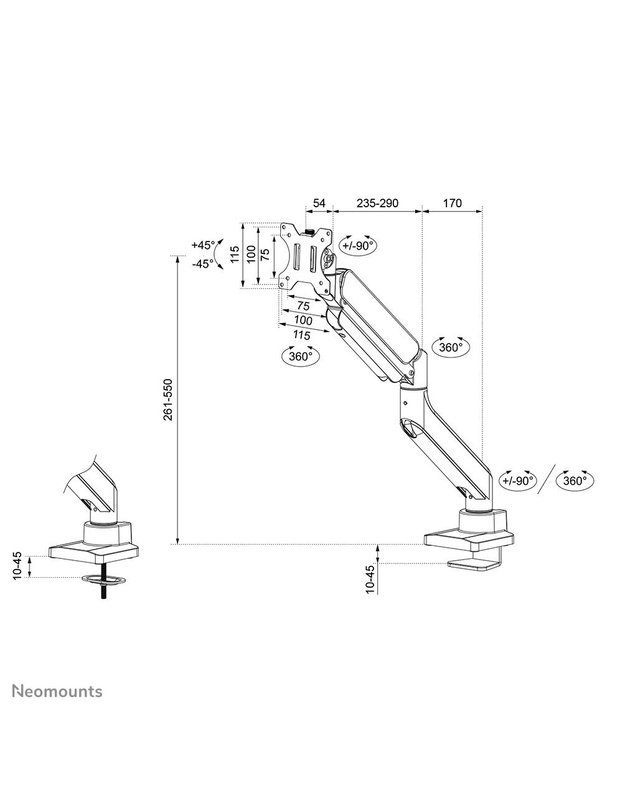 Monitoriaus stalo laikiklis Neomounts 17–49", baltas (DS70PLUS-450WH1)