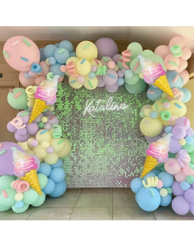 Ice Cream Themed Macaron balionų rinkinys (143 vnt) 1