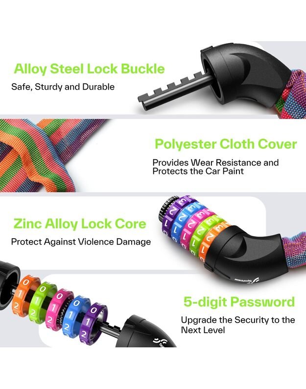 Lydsto YM-CHS02 rainbow dviračio užraktas - grandinė 1