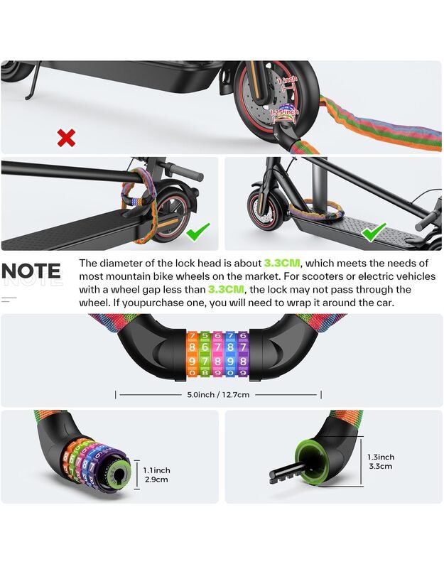 Lydsto YM-CHS02 rainbow dviračio užraktas - grandinė 4