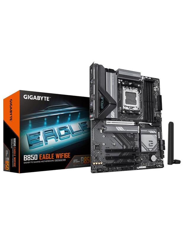 Mainboard|GIGABYTE|AMD B850|SAM5|ATX|Memory DDR5|Memory slots 4|3xPCI-Express 16x|3xM.2|1xHDMI|1xDisplayPort|4xUSB 2.0|4xUSB 3.2|1xUSB-C|1xRJ45|3xAudio port|B850EAGLEWIFI6E