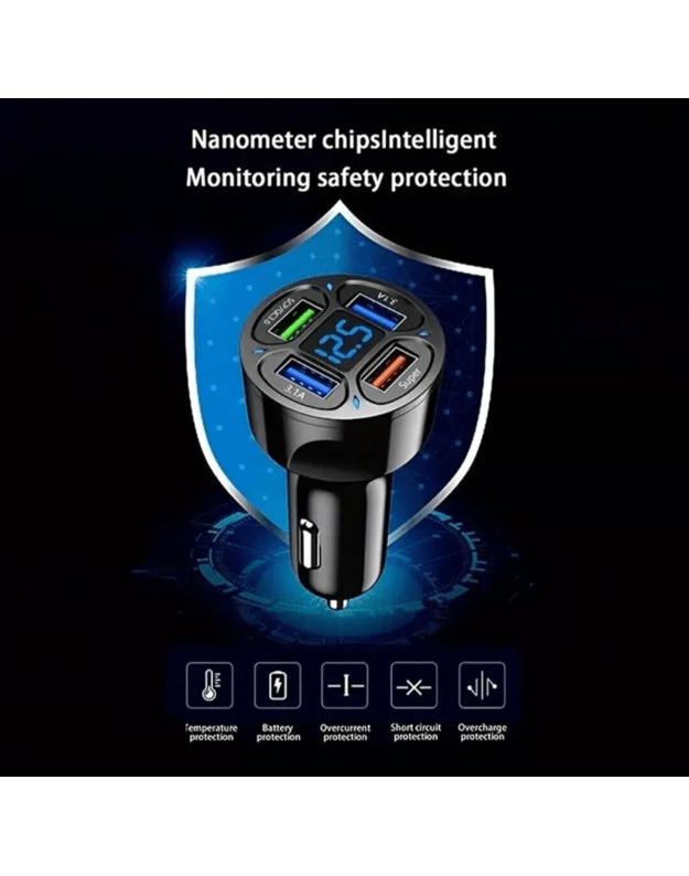 DreamQo WGS-G36 66W 4 x USB Super Fast Charging car charger with voltage, black