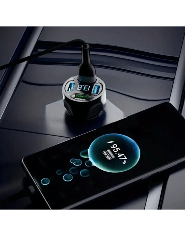 DreamQo WGS-G36 66W 4 x USB Super Fast Charging car charger with voltage, black