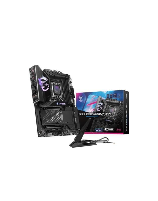 Mainboard|MSI|Intel Z890|LGA1851|ATX|Memory DDR5|Memory slots 4|1xPCI-Express 4.0 4x	|1xPCI-Express 5.0 8x|1xPCI-Express 5.0 16x|5xM.2|1xHDMI|10xUSB 3.2|1xUSB-C|2xUSB-C w/Thunderbolt|1xOptical S/PDIF|2xRJ45|2xAudio port|MPGZ890CARBONWIFI
