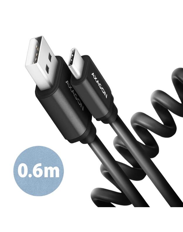 CABLE USB-C TO USB2.0 0.6M/TWISTER BLK BUCM-AM10TB AXAGON