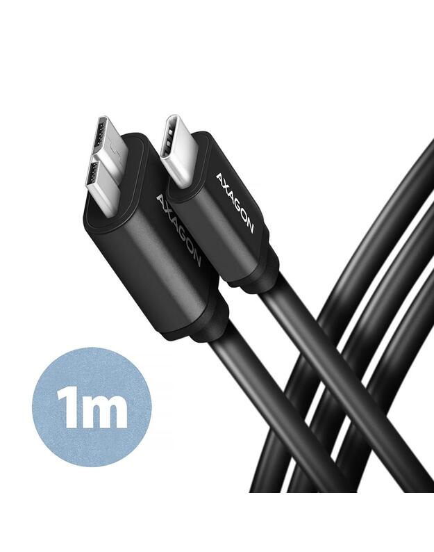 CABLE USB-C TO MICRO-B 1M/SPEED BLK BUMM3-CM10AB AXAGON