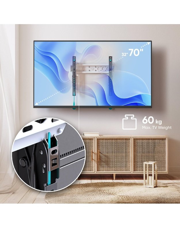 Sieninis televizoriaus laikiklis Onkron 32–70", juodas / baltas (TM5-BW)