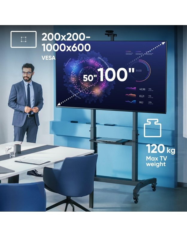 Mobilus TV stovas Onkron 50–100", juodas (TS1991-B)