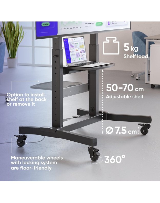 Mobilus TV stovas Onkron 50–100", juodas (TS1991-B)