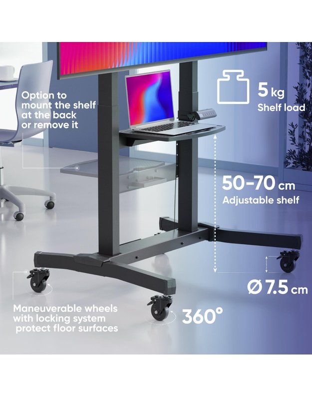 Motorizuotas mobilus TV stovas Onkron 50–100", juodas (TS1991E-B)