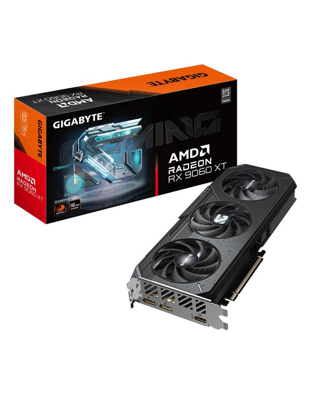 Graphics Card|GIGABYTE|AMD|Radeon RX 9060 XT|16 GB|GDDR6|128 bit|PCI Express x16 5.0|Active|GV-R9060XTGAMING-16GD1.0