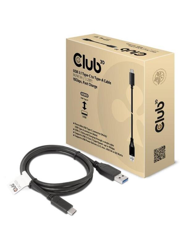 CABLE USB-C TO USB3.1 1M/M/M CAC-1523 CLUB3D