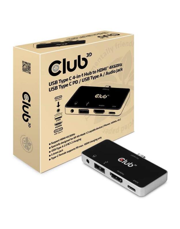 I/O HUB 4IN1 USB-C TO HDMI/100W CSV-1591 CLUB3D