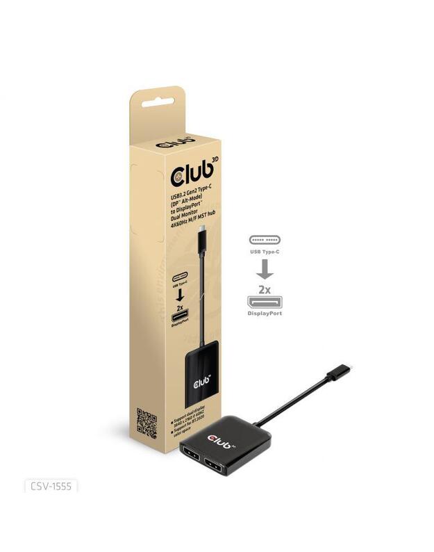 I/O HUB USB-C TO DP DUAL/CSV-1555 CLUB3D