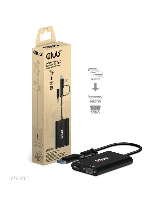I/O ADAPTER USB-C TO HDMI/VGA/CSV-1611 CLUB3D