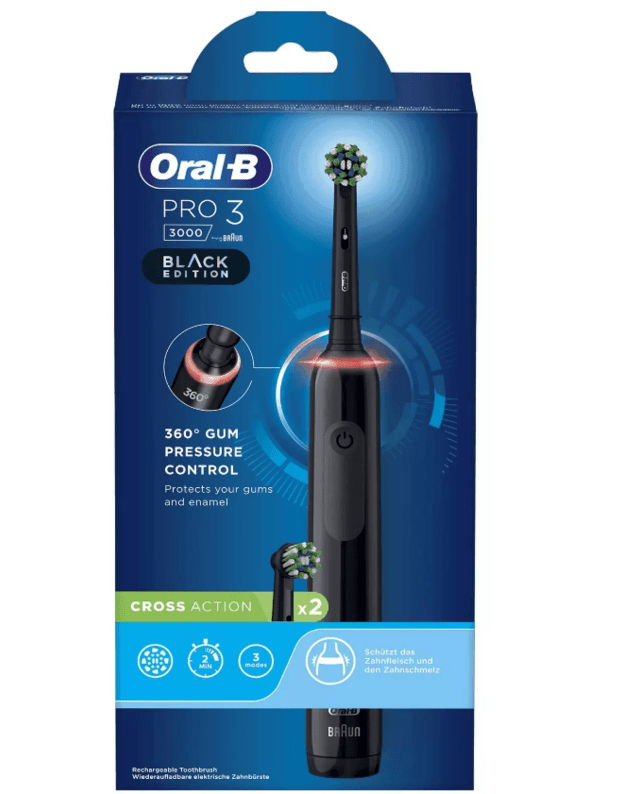 Elektrinis dantų šepetukas Braun Oral-B Pro 3 3000 Cross Action, juodas 13