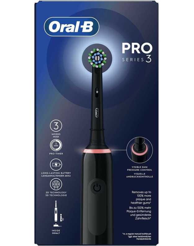 Elektrinis dantų šepetukas Braun Oral-B Pro 3 3000 Cross Action, juodas 10