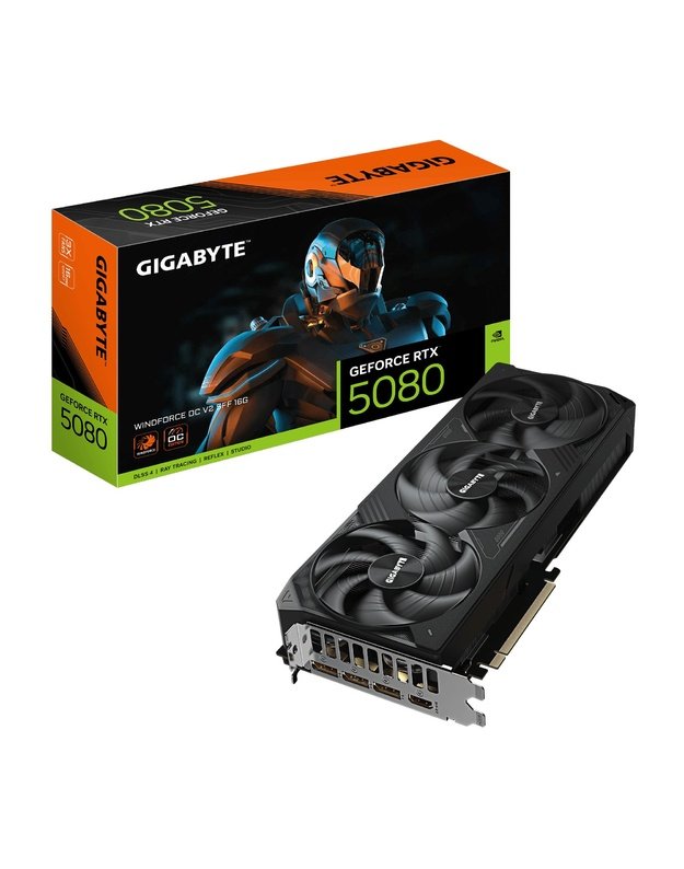 Graphics Card|GIGABYTE|NVIDIA|GeForce RTX 5080|2670 MHz|16 GB|GDDR7|256 bit|PCI Express x16 5.0|Active|GV-N5080WF3OCV2-16GD