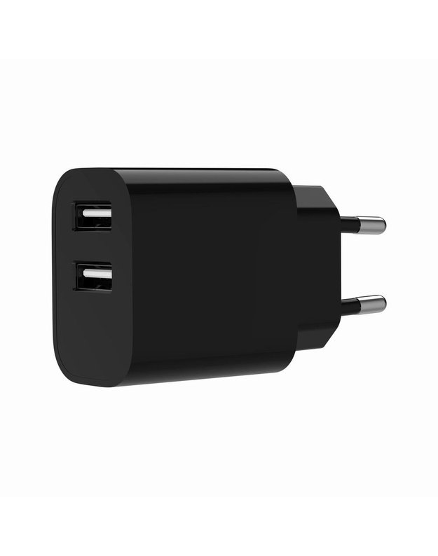 Universalus USB įkroviklis Gembird, 2 jungtys, juodas (TA-UC-2A12-01-BK)