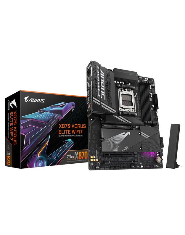 Mainboard|GIGABYTE|AMD X870|SAM5|ATX|Memory DDR5|Memory slots 4|1xPCI-Express 3.0 2x|1xPCI-Express 4.0 4x	|1xPCI-Express 5.0 16x|1xM.2|1xHDMI|4xUSB 2.0|6xUSB 3.2|1xOptical S/PDIF|1xRJ45|2xAudio port|X870AELITEWIFI71.1