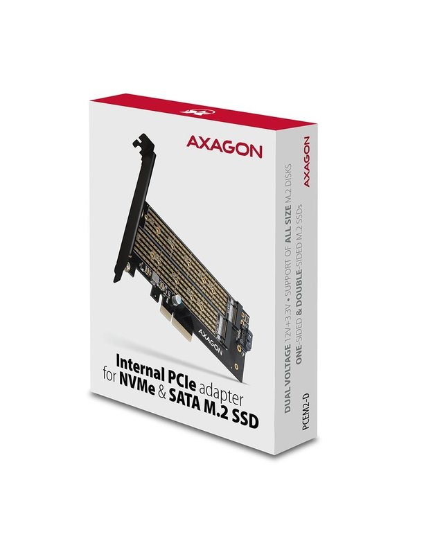 SSD ACC ADAPTER NVME/SATA/M.2/SP&LP PCEM2-D AXAGON