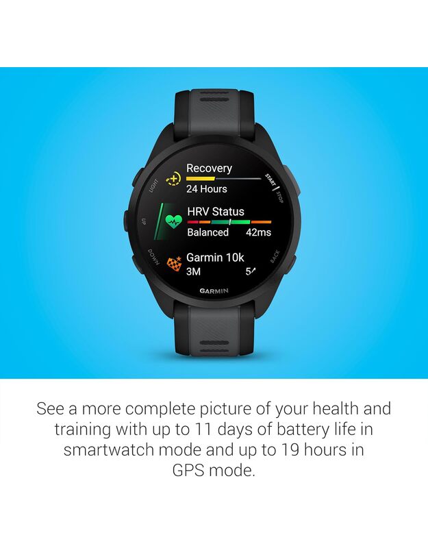 Garmin Forerunner 165 Smart Watch Black/Slate Grey, 010-02863-20