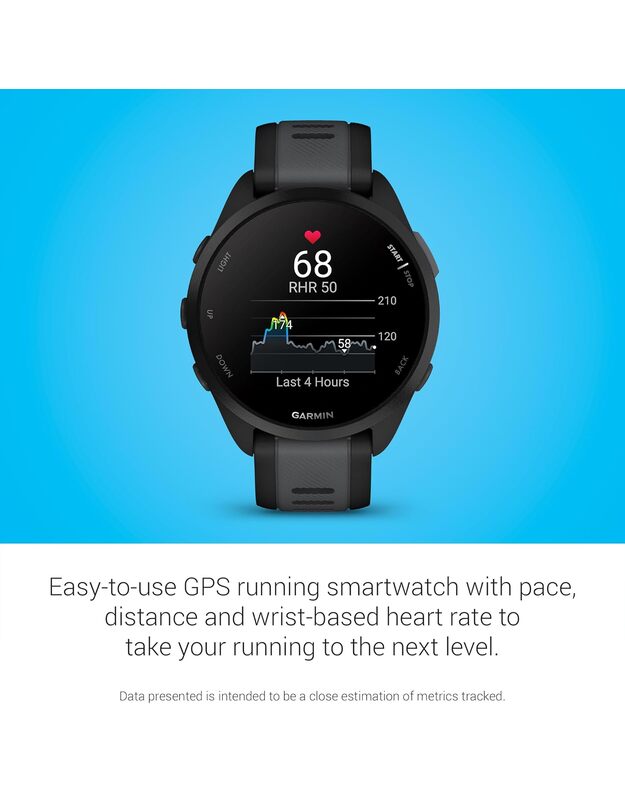 Garmin Forerunner 165 Smart Watch Black/Slate Grey, 010-02863-20