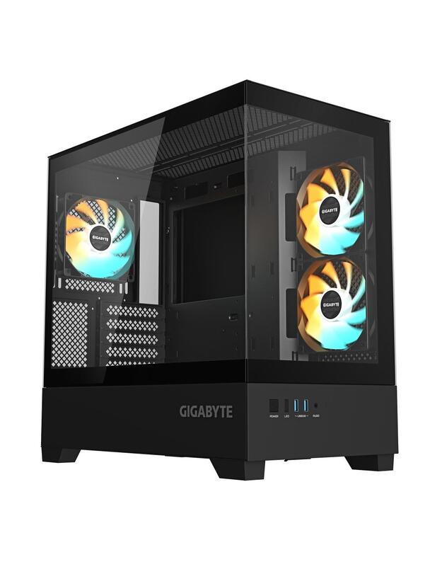 Case|GIGABYTE|C201 PANORAMIC|MidiTower|Case product features Rackmountable/Removeable HDD basket/Transparent panel|Not included|MicroATX|MiniITX|Colour Black|GB-C201P