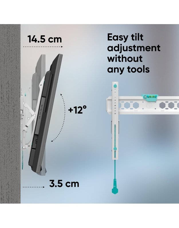 Sieninis televizoriaus laikiklis Onkron 32–70", baltas (TM5-W)