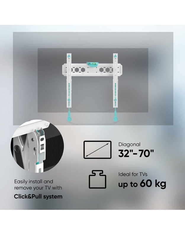 Sieninis televizoriaus laikiklis Onkron 32–70", baltas (TM5-W)