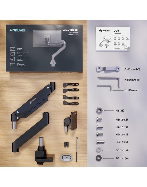 MONITOR ACC WALL MOUNT/17-57  BLACK G130-B ONKRON