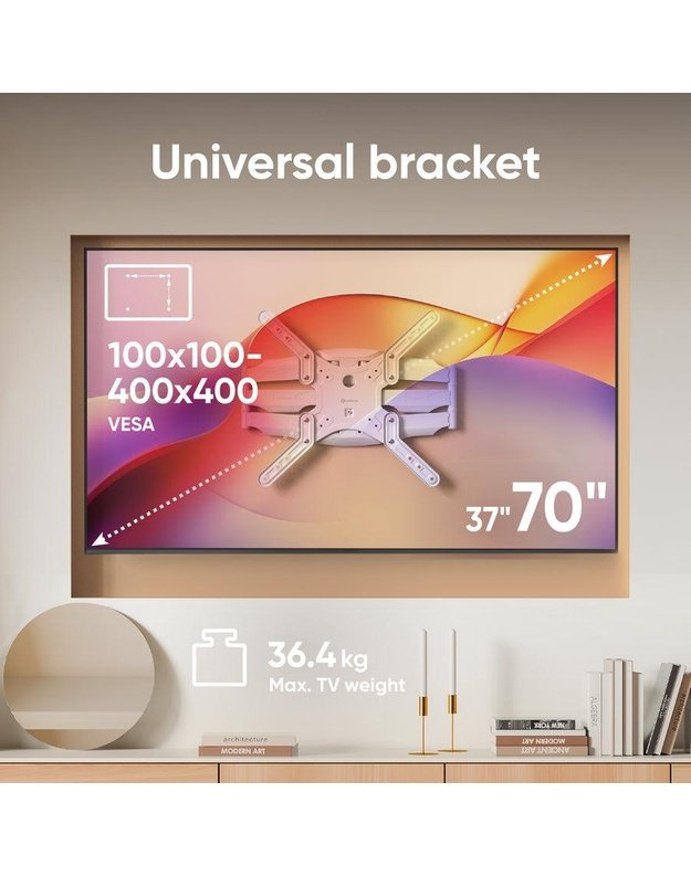 Sieninis televizoriaus laikiklis Onkron 37–70", baltas (M5-W)