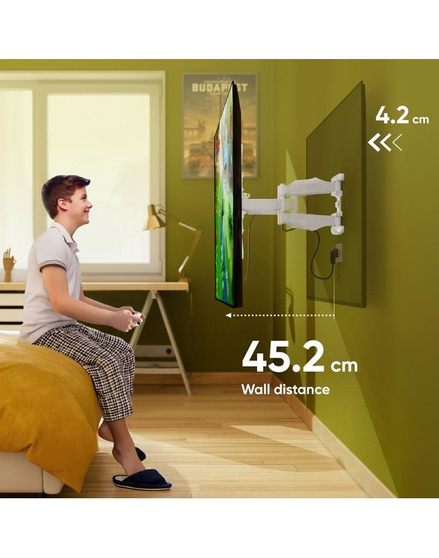 Sieninis televizoriaus laikiklis Onkron 37–70", baltas (M5-W)