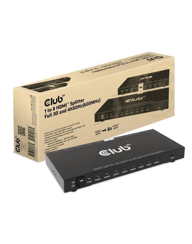 I/O VIDEO SPLITTER HDMI 8PORT/3D 4K 60HZ CSV-1383 CLUB3D