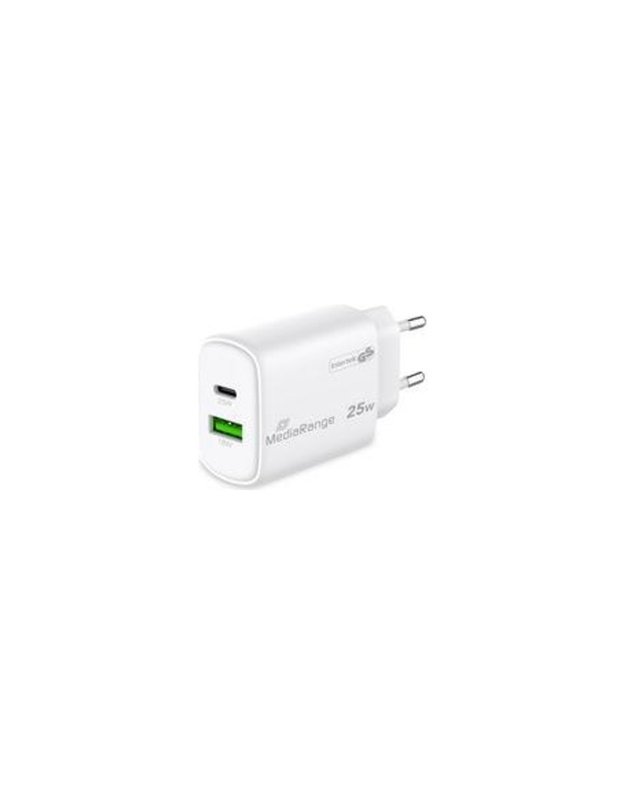 Įkroviklis MediaRange USB / USB-C 25W, greitasis įkrovimas (MRMA112-2)