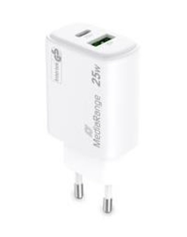 Įkroviklis MediaRange USB / USB-C 25W, greitasis įkrovimas (MRMA112-2)
