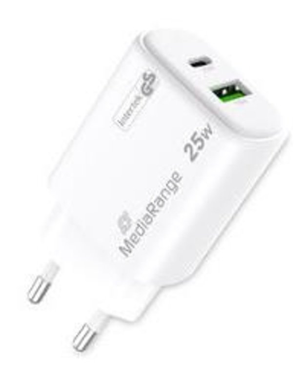 Įkroviklis MediaRange USB / USB-C 25W, greitasis įkrovimas (MRMA112-2)