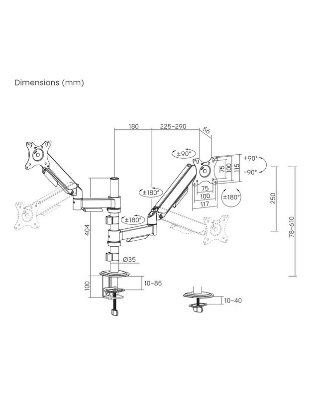 DISPLAY ACC MOUNTING ARM/17-32  MA-DA2P-02 GEMBIRD