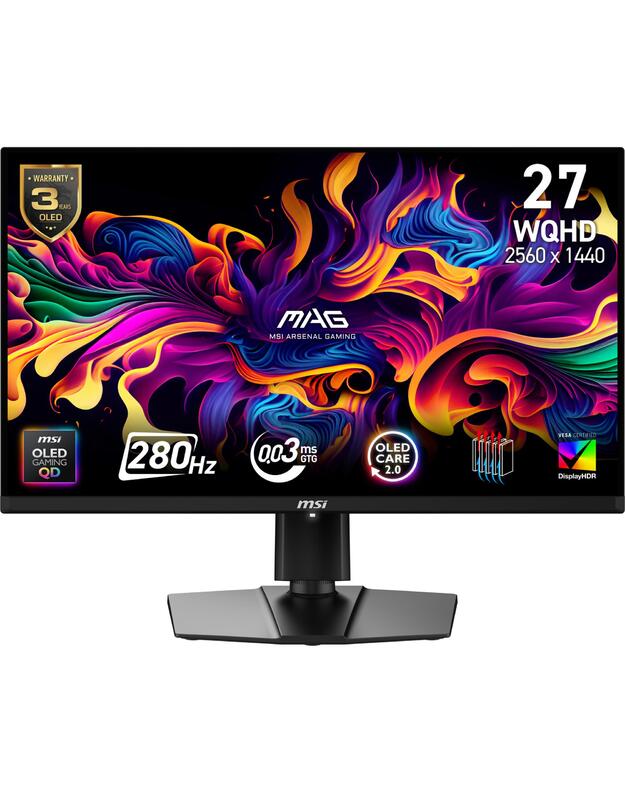 Monitor|MSI|26.5  |2560 x 1440 pixels|Wide Quad HD|Native aspect ratio 16:9|QD-OLED|Flat|MAG271QPQD-OLEDX28